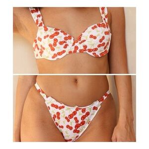 Dippin Daisys Cherry print 2 piece swimsuit bikini Set, size M, NWT